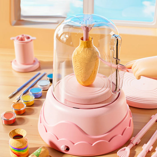 DIY Kids Pottery Wheel Kit with Clay Paints/Tool Pottery Wheel for Adults Kids Educational DIY Craft Toy Kid Early Learning Toys