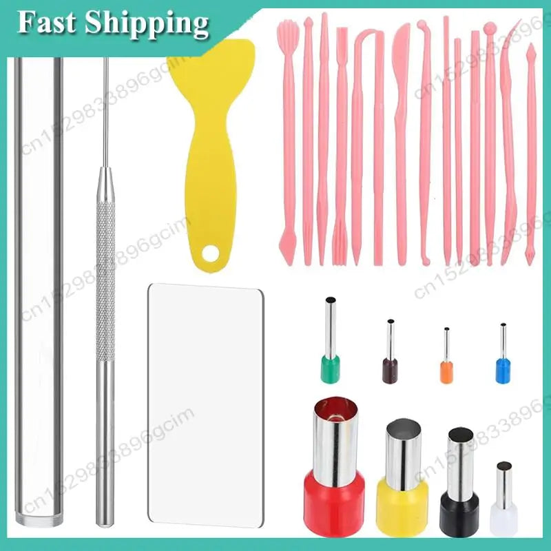 -BABQ Polymer Clay Tools 26Pcs Kit With Roller, Cutters, Sculpting Tools, Needle Detail Clay Shaping Tool Circle Clay Cutters