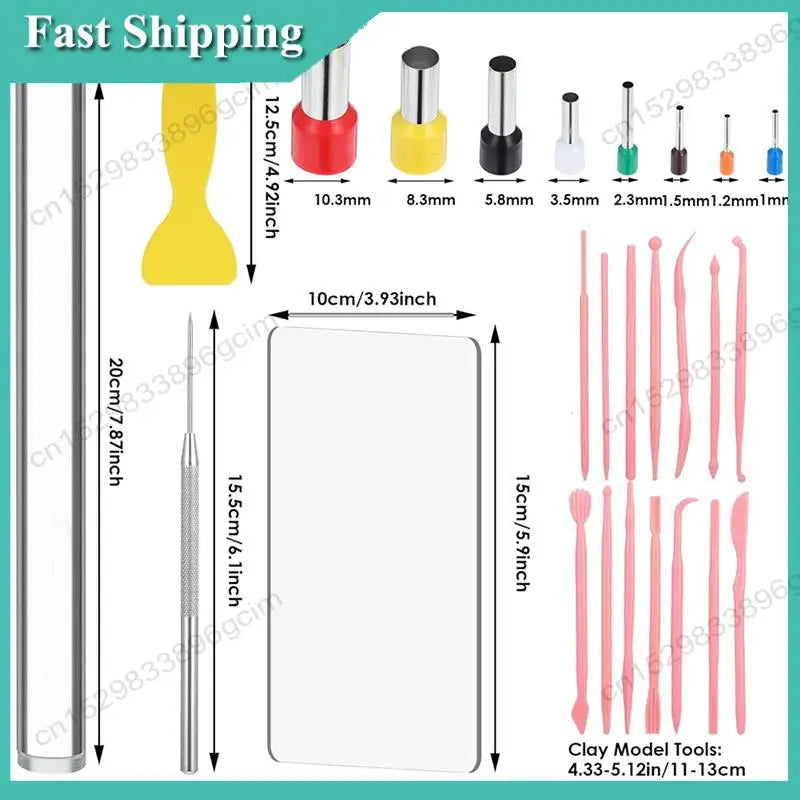 -BABQ Polymer Clay Tools 26Pcs Kit With Roller, Cutters, Sculpting Tools, Needle Detail Clay Shaping Tool Circle Clay Cutters