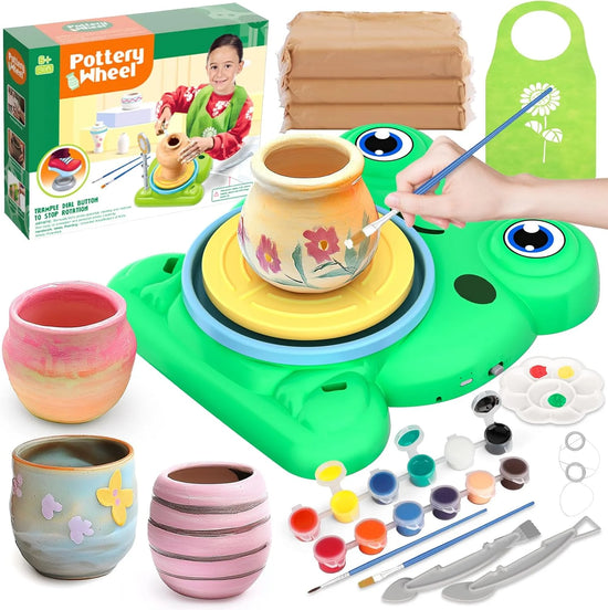 Pottery Wheel for Kids - Complete Pottery Painting Kit Arts and Crafts for Kids Ages 8-12 with 3 Pack Air Dry Clay Art Supplies