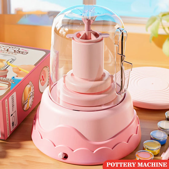 DIY Kids Pottery Wheel Kit with Clay Paints/Tool Pottery Wheel for Adults Kids Educational DIY Craft Toy Kid Early Learning Toys